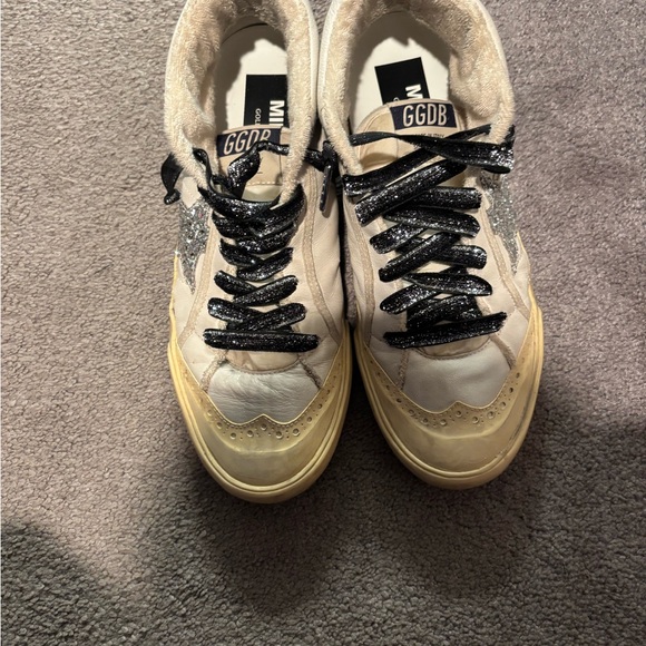 Golden Goose Cream and Black Glitter Sneakers - Picture 1 of 4